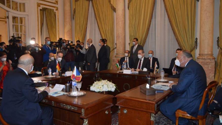 وزراء خارجية مصر والأردن وفرنسا وألمانيا يؤكدون التزامهم بحل الدولتين
