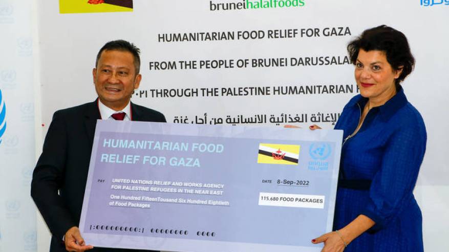 بروناي تتبرع بمعونة غذائية طارئة للاجئي فلسطين في قطاع غزة